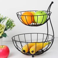 2-Tier Fruit Storage Basket Space Saving Kitchen Vegetable Fruit Basket Decorative Dessert Holder Organizer Kitchen Home Bowl