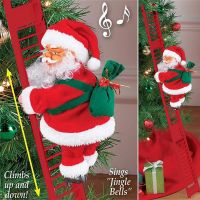 【CW】 2023 Santa Claus Doll Climbing Ladder with Music Christmas Tree Ornaments Decorations For Home 2022 New Year Gift