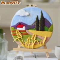 【CC】☬◊✵  Wool Felting Painting With Embroidery Frame 20x20cm Needle Picture Crafts