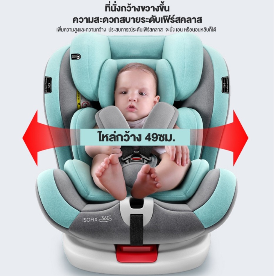 【Car Seat】การรับรองคู่ 3C/ECE คาร์ซีท หมุนอิสระ 360°คาร์ซีทเด็กโต isofix   LACTH  เหมาะสำหรับเด็กแรกเกิด-12ปี มีบังแดด เบาะเด็กแรกเกิด
