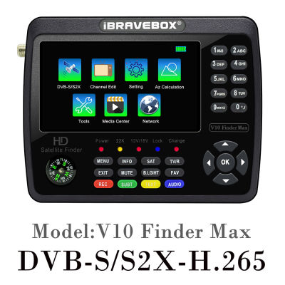 Fansline-IBRAVEBOX อุปกรณ์ค้นหา V10,อุปกรณ์ค้นหาเครื่องหาสัญญาณทีวีดาวเทียมระบบ HD สูงสุด DVB-S/S2/S2X เครื่องวัดสัญญาณดิจิตอลมือถือ H.265เครื่องระบุตำแหน่งดาวเทียมหน้าจอ LCD ขนาด4.3นิ้วสำหรับปรับจานดาวเทียม