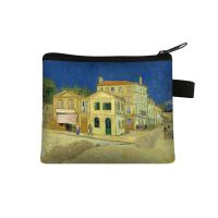 Van Gogh Dompet Koin ภาพวาดดอกทานตะวันประดับดาวสำหรับกลางคืนกระเป๋ากระเป๋าสตางค์สุภาพบุรุษใส่เหรียญกระเป๋าสตางค์กระเป๋าใส่บัตรเครดิต