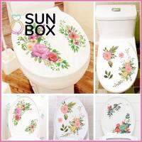 SUN BOX พีวีซี มีกาวในตัว ถอดออกได้ เครื่องประดับห้องน้ำ ของตกแต่งบ้าน สติกเกอร์ห้องน้ำลายดอกไม้ สติ๊กเกอร์ดอกไม้ที่งดงาม จิตรกรรมฝาผนัง