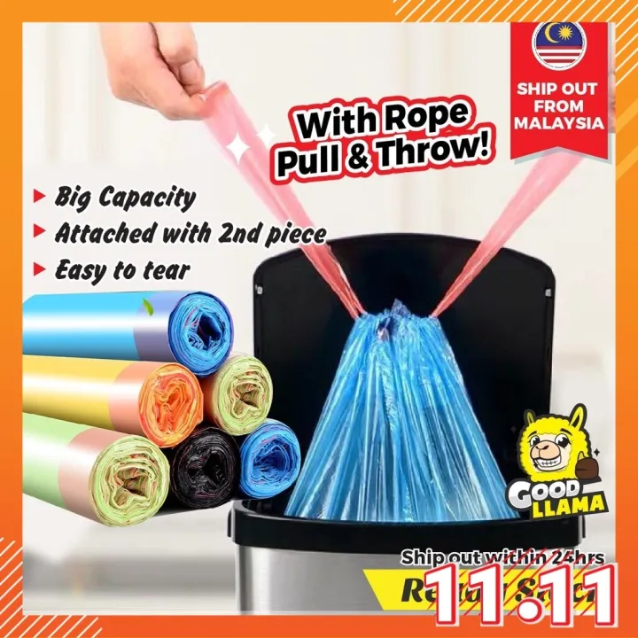 GOOD LLAMA 15 TEAR L Size Kitchen Garbage Bag with Rope Office ...