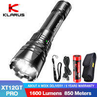 Klarus XT12GT Pro สำหรับตกปลาในแบตเตอรี่อัจฉริยะฉุกเฉินไฟฉาย LED กลางแจ้งที่สว่างมาก18650 21700 CR123A