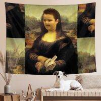 【CW】☈♗  Gibby Tapestry - Mona Lisa Meme Flag Wall Blanket for Teens Bedroom and College Dorm