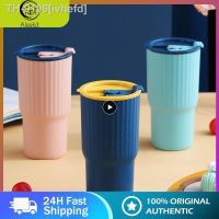 ☒ ivhefd Copo de água palha portátil com display 650ml plástico café leite chá garrafa tampas silicone copos casal