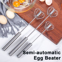 เครื่องตีไข่กึ่งอัตโนมัติ Self Turning Cream Mixer Stainless Steel Egg Whisk Manual Mixer Kitchen Accessories Egg Tools