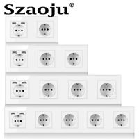 Szaoju EU มาตรฐานเยอรมัน 16A แผงแก้วคริสตัลผนังซ็อกเก็ตปลั๊กไฟปลั๊กไฟฟ้าพร้อม Usb Double usb Outlet Ac100-250V-Linqiaoe