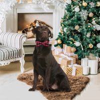 DIO MALL Christmas Plaid Snowflake Adjustable Dog Neck Tie Collar Dog Collar With Bow Wedding Plaid Dog Collars For Small Medium Large Dogs