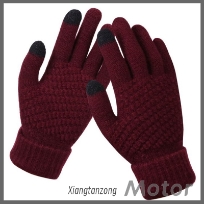 Xiangtanzong ถุงมือหน้าจอสัมผัสฤดูหนาวให้ความอบอุ่นขนถุงมือถักยืดได้ถุงมือแบบเปิดครึ่งนิ้วทั้งตัว