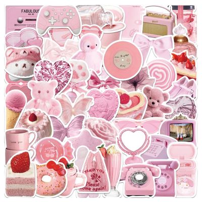 hot！【DT】✲✒  50pcs Pink Stickers Scrapbook Stationery Kscraft Sticker Supplies Scrapbooking Material