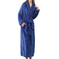 Thicken Warm Couple Style Bathrobe Flannel Robe Winter Long Sleeve Bathrobe style ladies winter long-sleeved nightgown (unisex)