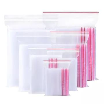 Red Blue Edge Thick Transparent Zip Lock Plastic Bags Small Plastic Zipper  Bag 100PCS Multiple Size