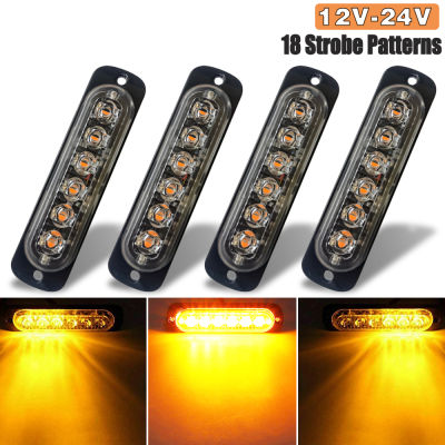 Strobe Warning Light Amber LED Side Flashing Beacon Emergency Hazard Marker Grille Lamp Bar Tow Truck Trailer Pickup 12-24V Car