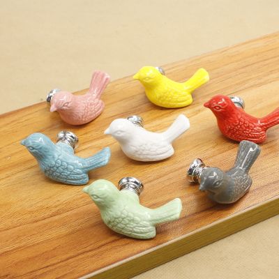Factory Ceramic Handle European Modern Pigeon Cartoon Childrens Cabinet Drawer White Single-hole Handle Bird Cute Fun Children