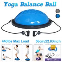 Yoga Half Ball Balance Trainer Fitness Strength Exercise Gym w/ Pump 23Inches Useful Air Pump