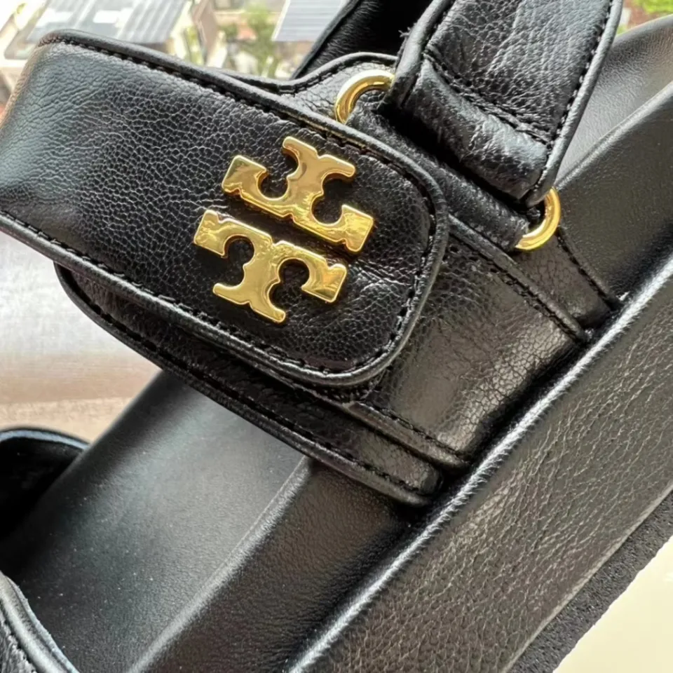 New Coming！！】Tory Burch Lady's 2023 Counter Latest Kira Series Two Colors  Soft Sheep Leather Flat Buckled Sandals