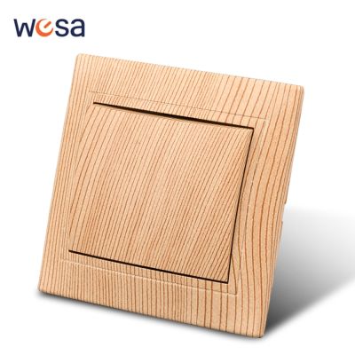 ☒❉ WESA Wood Wall Switch Classic Flame Retardant Plastic Panel 1 Gang 1 Way Vintage Wooden Color Wall Switch AC 250V France Spain
