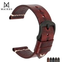 （Bar watchband）MAIKES สายนาฬิกาข้อมือสายหนังวินเทจ Greasedleather สร้อยข้อมือ20Mm 22Mm 24Mm แฟชั่นสีแดงสำหรับ Omega