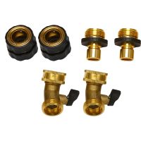 2 Pieces Ball Brass Shut Off Valve Gooseneck Garden Hose Connector and 2 Pieces 3/4 Inch Fitting Garden Hose Quick Connector Male and Female Set