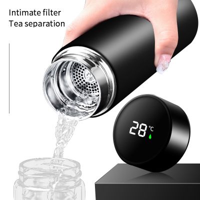 500ml Smart Water Bottle Intelligent Stainless Steel Thermos LED Temperature Display Bottles Vacuum Flasks Thermoses Cup 24hrTH