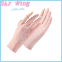 Sky Wing ถุงมือแฟชั่นสำหรับผู้หญิงถุงมือขับรถระบายอากาศได้ผ้าบางกันแดดกันแดดกันแดดในฤดูร้อน