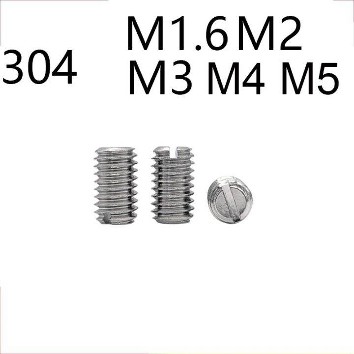 haotao-hardware-m1-6-m2-m3-m4-m5-304ชุดสกรูสแตนเลส-slotted-ไดรฟ์ไม่มีหัว-bolt-ปลายแบนด้ายเต็มก้านเชื่อมต่อ-bolt