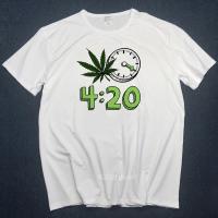 เสื้อแฟชั่น 2021 Men Tshirts Print Weed 420 Its Time Fashion T-shirt Short Sleeve O-Neck Summer Unisex Cal Fashion White T Shirt