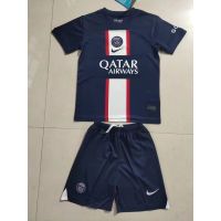 ☇✈✱ [Ready Stock] 22/23 New Kids PSG Home Football Jersey Set Navy Short Sleeve Short Pants Jersey Kits Unisex Soccer Football Jersey Size 16-28