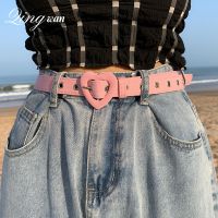 【jw】♘♧✓  Cintos rosa amor para mulheres Coreano verão outono jeans menina estudante decoração do cinto coração kawaii de luxo