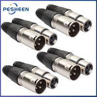 [1-3 วันมาถึง] 8pcs Cannon XLR Connector 4 ชาย 4 หญิง 3 ขาเชื่อมต่อไมโครโฟนเสียงโลหะผสมสังกะสีซ็อกเก็ตแผงติดตั้งแชสซีสำหรับเครื่องขยายเสียงผสม