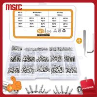 MSRC 570PCS 4/5/6/8/10/12/14/16/18/20/25มม. ชุดน็อตและสลักเกลียว M3 เหล็กไร้สนิม สกรูสำหรับเครื่องจักร ด้วยประแจหกเหลี่ยมและแหนบ สกรูหัวจมหกเหลี่ยม เครื่องใช้ในครัวเรือนและเชิงพาณิชย์