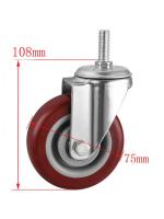 1 Pc Caster Spot 3 Inch M12 Screw Universal Wheel Jujube Red Double Axis Pvc Silent Roller Moving Climbing Ladder Foot Furniture Protectors  Replaceme