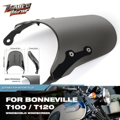กระจกบังลมหน้ารถจักรยานยนต์สำหรับ Boneville T100 T120 Thruxton Pare Scrambler 900อุปกรณ์แผ่นเบนทางลม-Brise