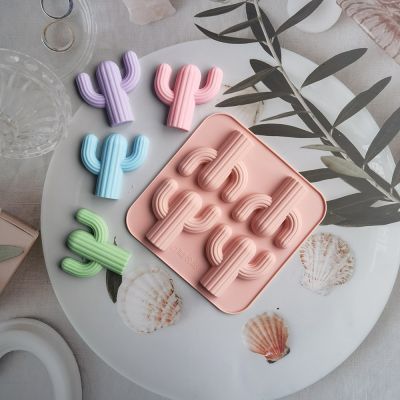 4-Cavity Cactus Ice Cube Tray Cacti Silicone Mold Chocolate Candy Cookie Fondant Jello Gummy Mould Baking Candle Cake Decoration