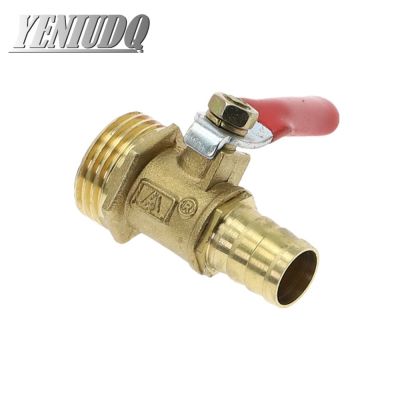 Brass Barbed ball valve 4-12 Hose Barb 1/8 1/2 1/4 Male Thread Connector Joint Copper Pipe Fitting Coupler Adapter