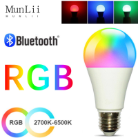 Bluetooth4.0ไร้สาย App สมาร์ทหลอดไฟ LED Tuya APP ควบคุมหรี่แสงได้15W RGB CW WW เปลี่ยนสีโคมไฟเข้ากันได้ Iosandroid