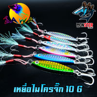 เหยื่อปลอม เหยื่อตกปลา ไมโครจิ๊ก JIG 10 G.และชุดเบ็ด พร้อมใช้งานBY JAWA (เหยื่อสะท้อนแสง)