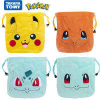 Drawstring Pocket Storage Kawaii Pokemon Plush Pack ของเล่นเด็กอะนิเมะรูป Pikachu Charmander คริสต์มาสเด็กของขวัญกระเป๋า