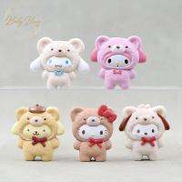 BABYBANG ตุ๊กตาภาพอนิเมะแมวเหมียว,5ชิ้นลายหมีคิตตี้เมโลดี้ของเล่นตกแต่งตกแต่งทำจาก PVC