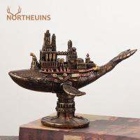 NORTHEUINS เรือปลาวาฬเรซินสไตล์เรโทร N สตีมพังค์รูปปั้นของตกแต่งผลิตภัณฑ์ตกแต่งบนโต๊ะสำนักงานบ้าน