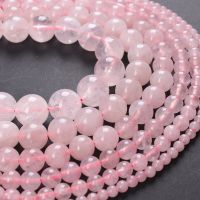 Natural Stone Beads Pink Quartz Rose Rock Crystal Round Loose Beads 4 6 8 10 12 14mm For Bracelets Necklace Jewelry Making Cables