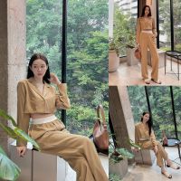 เขียว/น้ำตาล/ดำ SLYQ AUDREY CROP BLAZER &amp; PANTS SET ชุดเซ็ทเสื้อเบลเซอร์ครอปและกางเกงขายาว