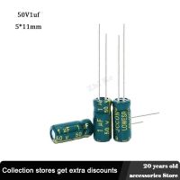 50pcs 50V 1UF 5 * 11 mm low ESR Aluminum Electrolyte Capacitor 1 uf 50 V Electric Capacitors High frequency 20% Electrical Circuitry Parts