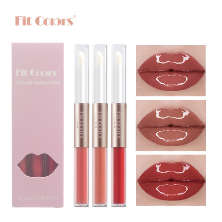 beautyiu-fit-colors-1pcs-3pcs-6pcs-double-head-ลิปสติกกันน้ำ24h-long-lasting-high-pigmented-easy-to-color-and-no-stick-cup-lip-glaze-เครื่องสำอาง-24h-shipping