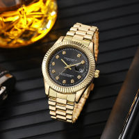 ROX Top nd Luxury Quartz Watch for Men Stainless Steel Band Watches Business Gold Calender Wristwatches Relogio Masculino