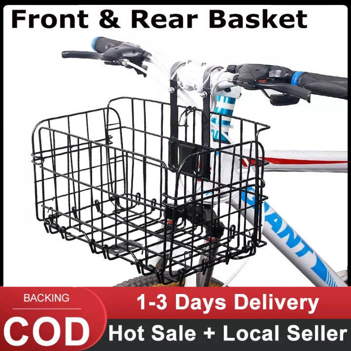 【Local delivery】Foldable Bike Basket Front Foldable Basket for Bike