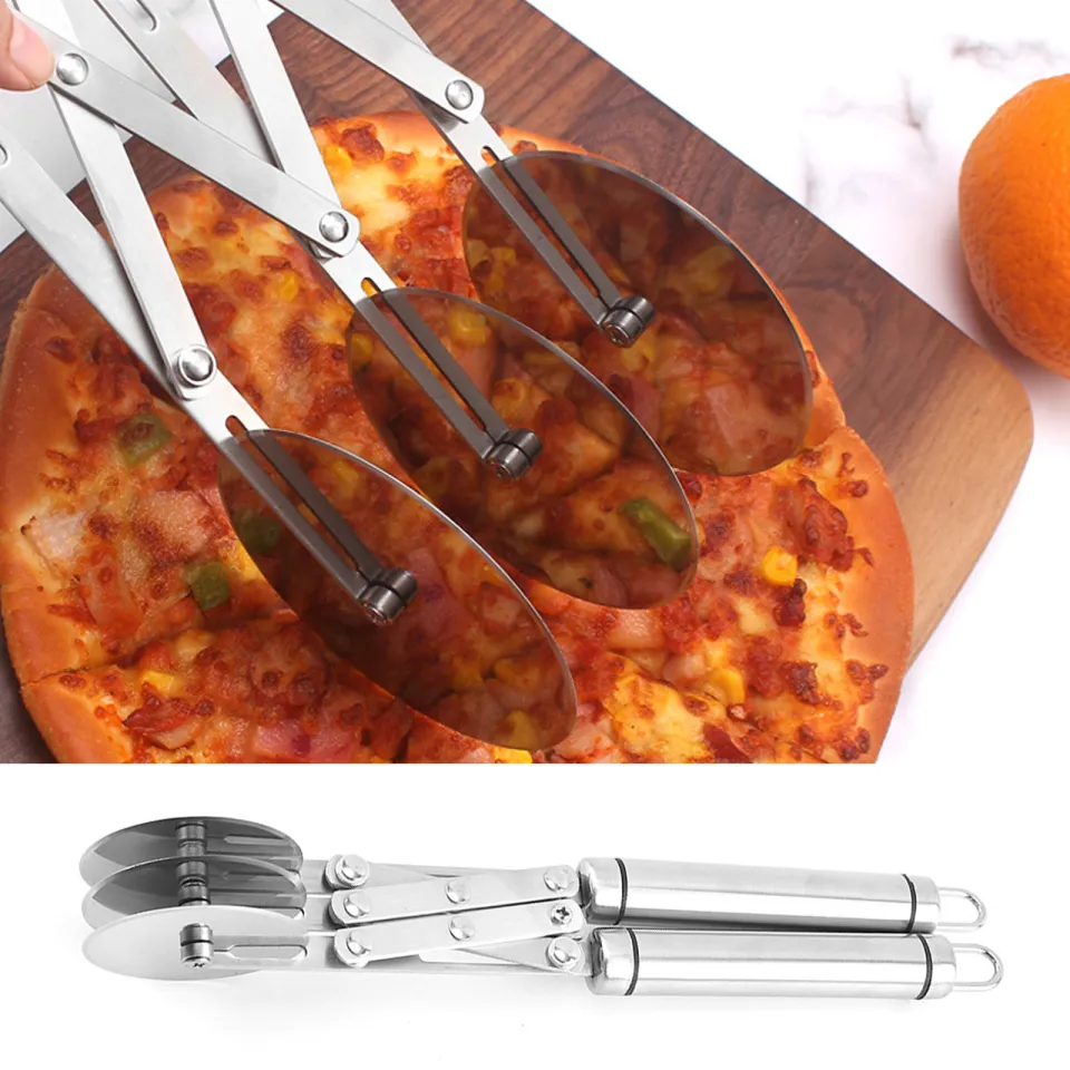 Dadamong 3 Wheel Pastry Cutter with Handle, Stainless Steel Dough Cutter  Roller Divider Adjustable Pizza Cutter Expandable Pizza Slicer Multi-Round