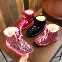 Winter Plush Snow Boots Kids Casual Children Shoes Girls Boots Fashion Bling Glitter Princess Cute Rabbit Toddler Short Boots2023